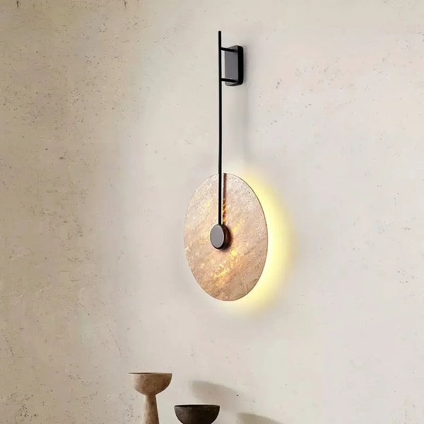 modern beige travertine disc led wall lamp