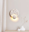 modern beige travertine disc led wall sconce