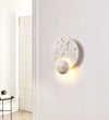 modern beige travertine disc led wall sconce