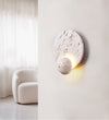 modern beige travertine disc led wall sconce