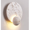 modern beige travertine disc led wall sconce