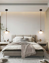 modern beige travertine disc pendant lamp 2