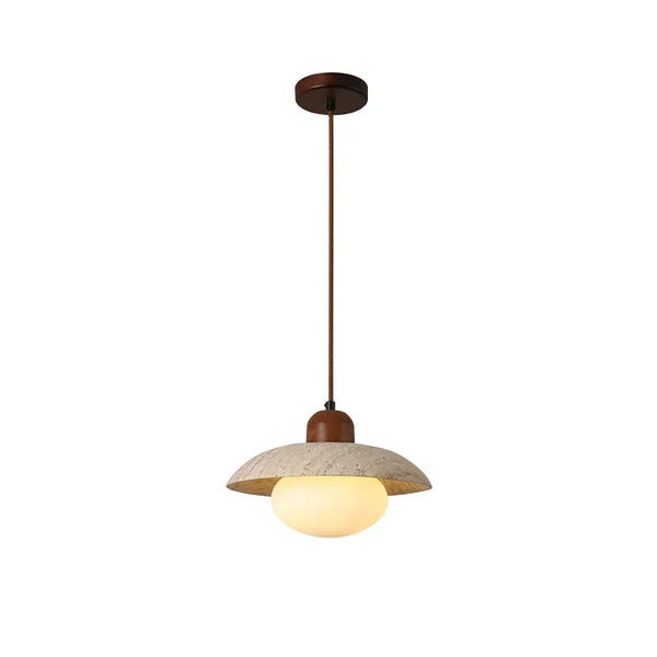 modern beige travertine disc pendant lamp 2