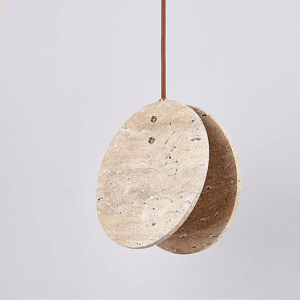 modern beige travertine disc pendant lamp