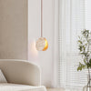 modern beige travertine disc pendant lamp