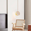modern beige travertine disc pendant lamp