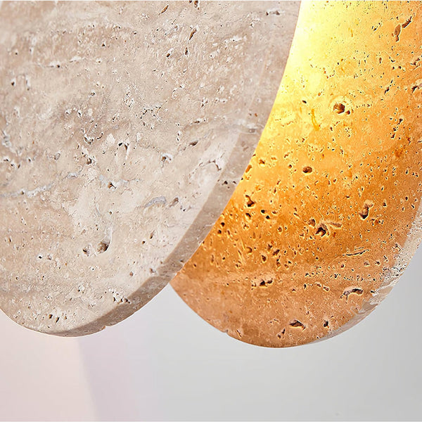 modern beige travertine disc pendant lamp