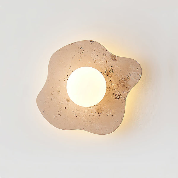 modern beige travertine glass blob wall lamp