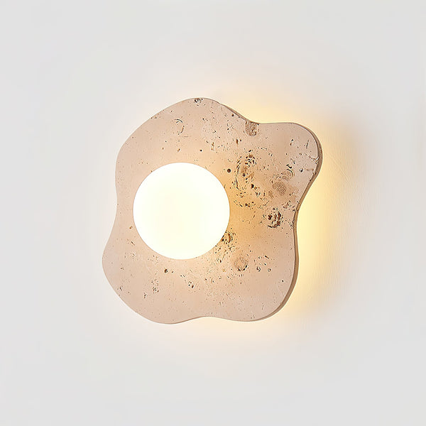 modern beige travertine glass blob wall lamp