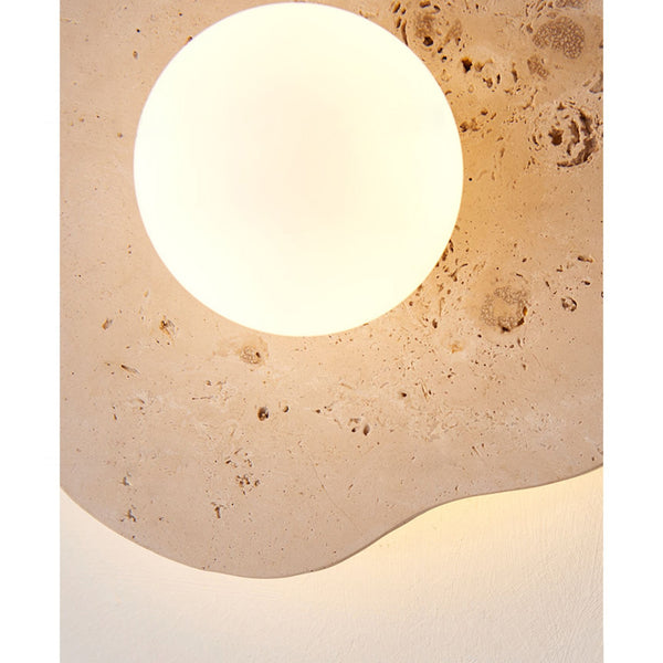 modern beige travertine glass blob wall lamp
