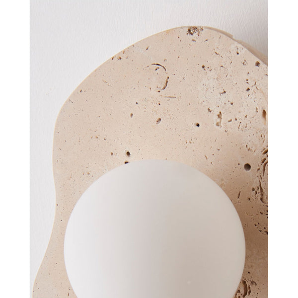 modern beige travertine glass blob wall lamp