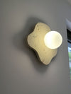 modern beige travertine glass blob wall lamp