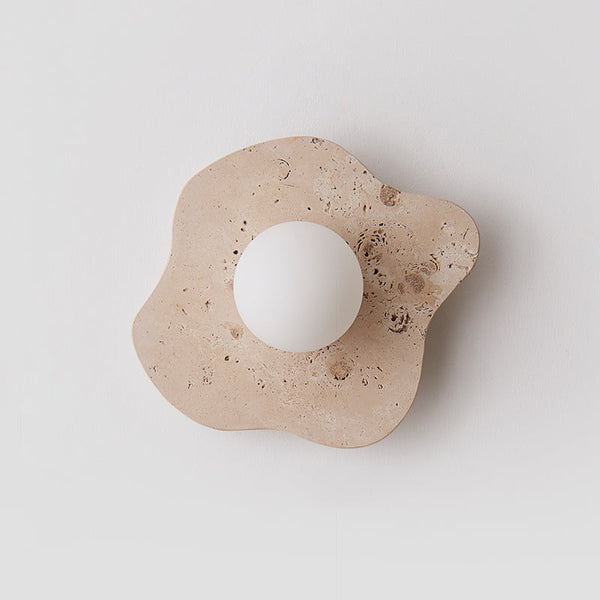 modern beige travertine glass blob wall lamp