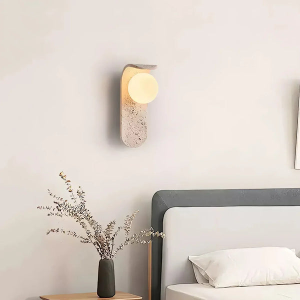 modern beige travertine glass globe wall lamp 5
