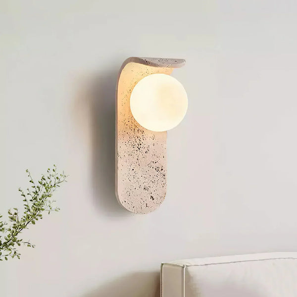 modern beige travertine glass globe wall lamp 5