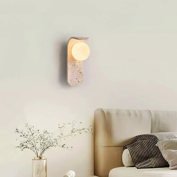 modern beige travertine glass globe wall lamp 5