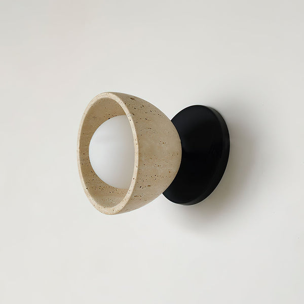 modern beige travertine glass wall sconce 6