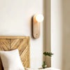 modern beige travertine glass wall sconce