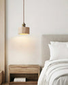 modern beige travertine gold metal pendant lamp