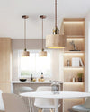 modern beige travertine gold metal pendant lamp