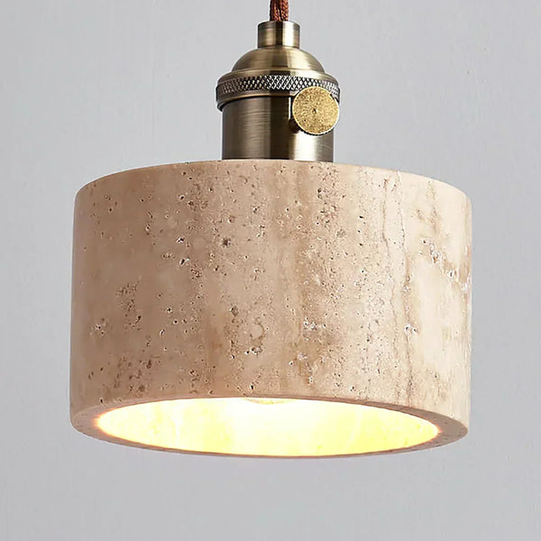 modern beige travertine gold metal pendant lamp