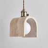 modern beige travertine gold metal pendant lamp