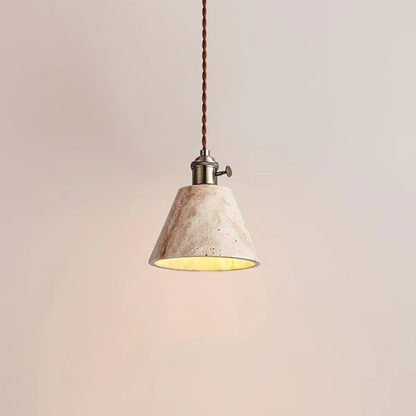 modern beige travertine gold metal pendant lamp