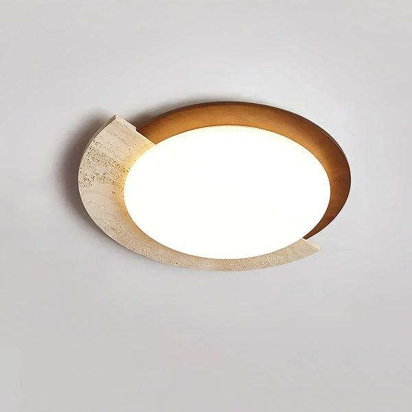 modern beige travertine halo led ceiling light