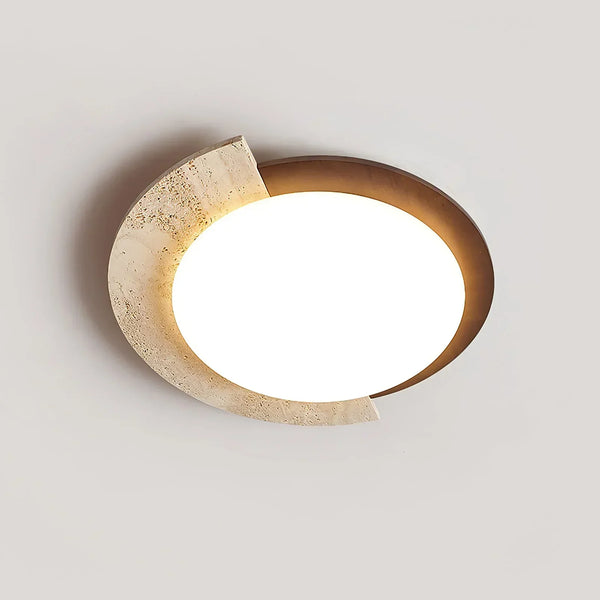 modern beige travertine halo led ceiling light