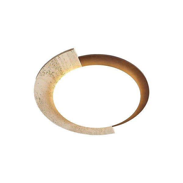 modern beige travertine halo led ceiling light