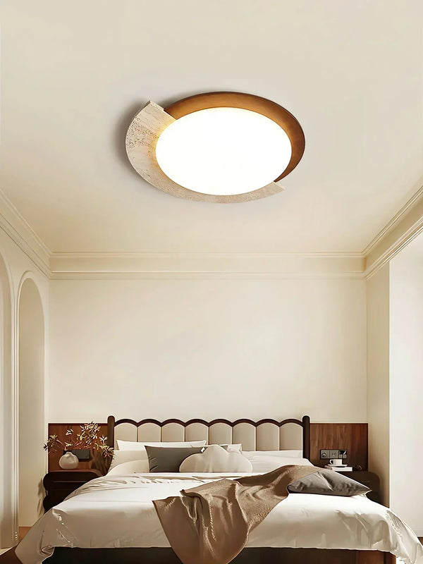 modern beige travertine halo led ceiling light