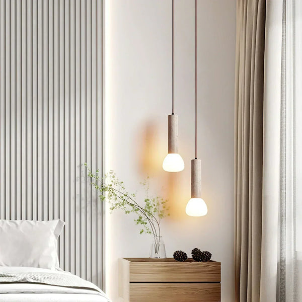 modern beige travertine matchstick pendant lamp