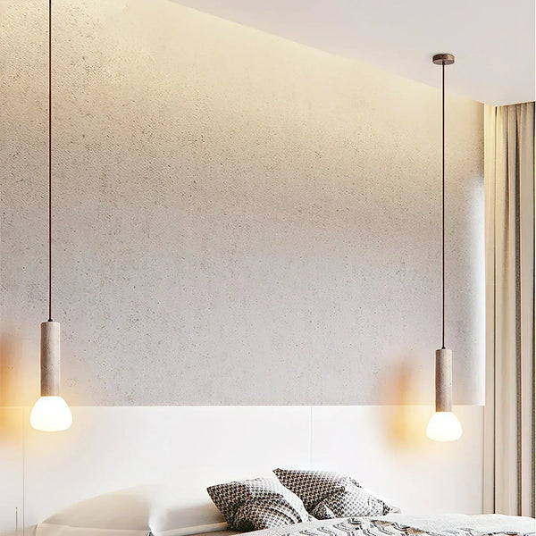 modern beige travertine matchstick pendant lamp