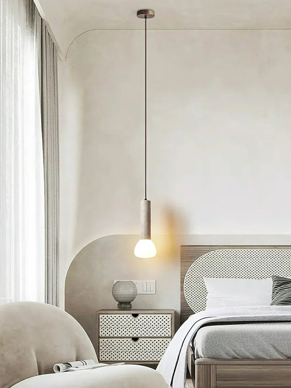 modern beige travertine matchstick pendant lamp