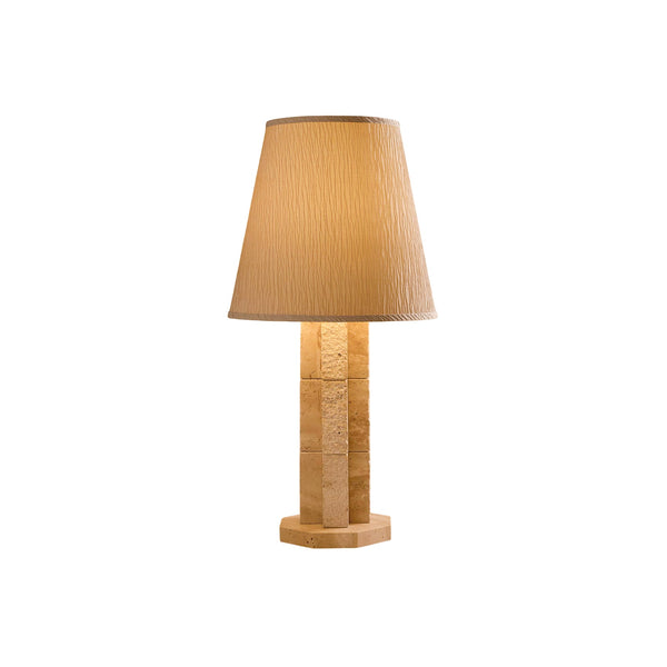 modern beige travertine octagonal table lamp