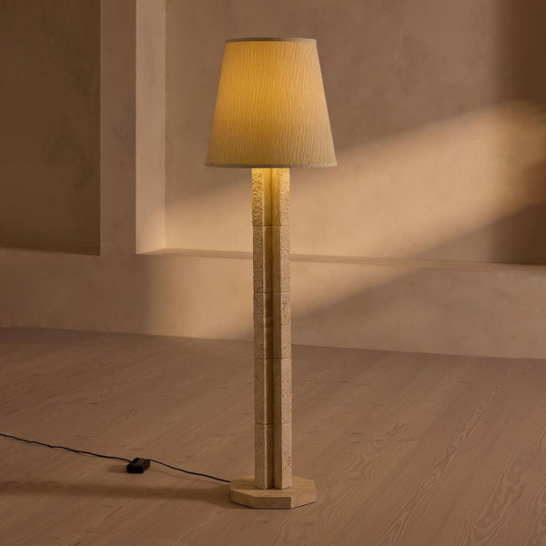 modern beige travertine paper floor lamp