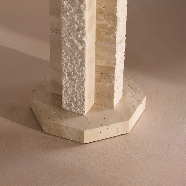 modern beige travertine paper floor lamp