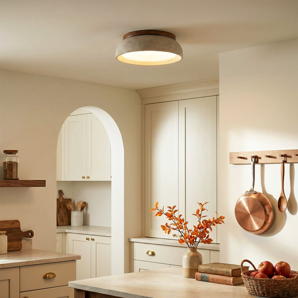 modern beige travertine round flush mount ceiling light