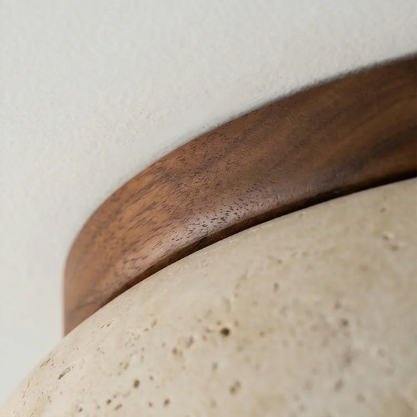 modern beige travertine round flush mount ceiling light