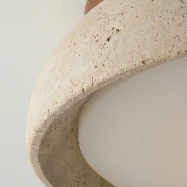 modern beige travertine round flush mount ceiling light