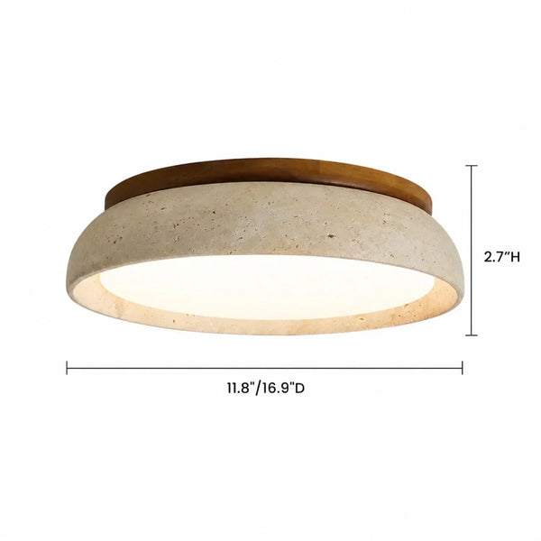 modern beige travertine round flush mount ceiling light