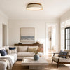 modern beige travertine round flush mount ceiling light