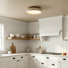 modern beige travertine round flush mount ceiling light