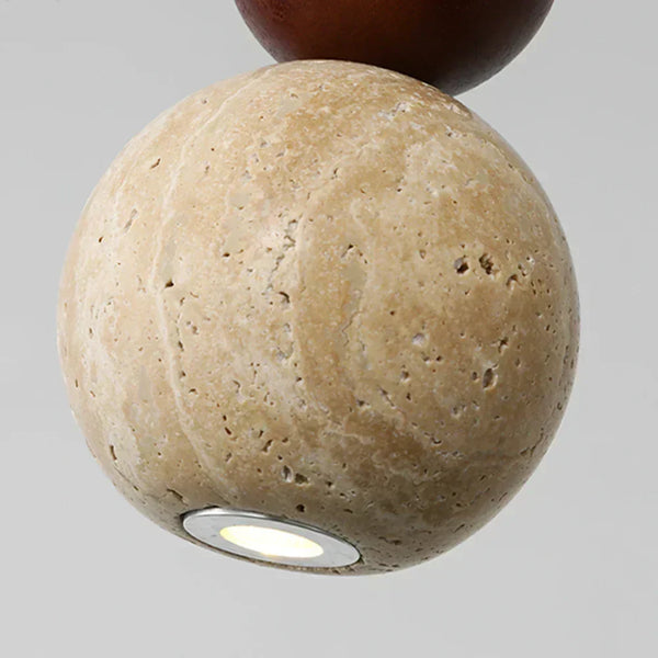 modern beige travertine round pendant lamp
