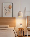 modern beige travertine wood column pendant lamp