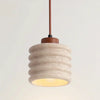 modern beige travertine wood column pendant lamp
