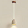 modern beige travertine wood column pendant lamp