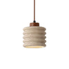 modern beige travertine wood column pendant lamp