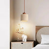 modern beige travertine wood column pendant lamp