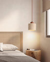 modern beige travertine wood column pendant lamp